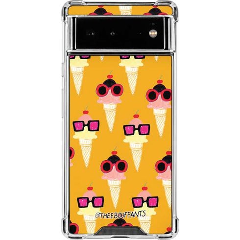 Bouffants and Broken Hearts Ice Cream with Shades Google Pixel 6 Clear Case